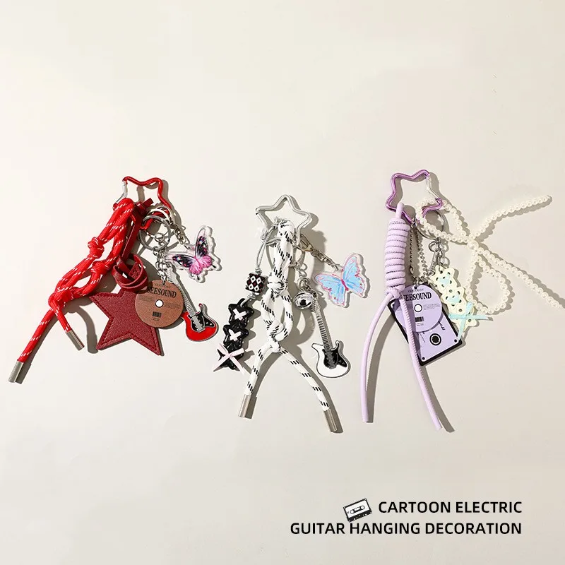 Estilo Moderno Acrílico Aleación Gel De Sílice Guitarra Estrella Cinta Mujeres Colgante De Bolsa Llaveros