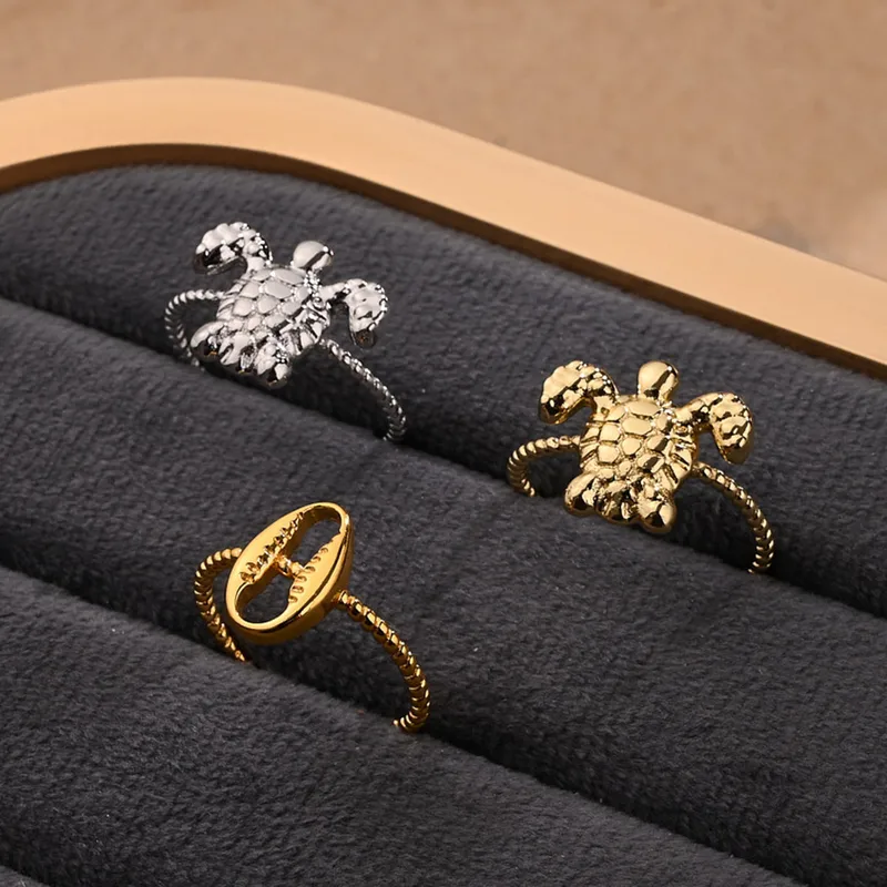 Tortue Décontractée Style Moderne Le Cuivre Plaqué Or 18K Or Blanc Plaqué Anneau Ouvert Polissage