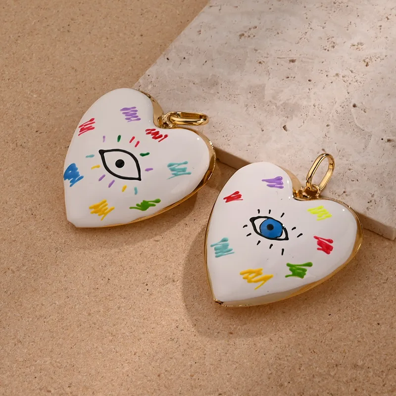 1 Pc/paquete Cobre Chapados En Oro De 18K Pulido Corazón Rojo Colgante