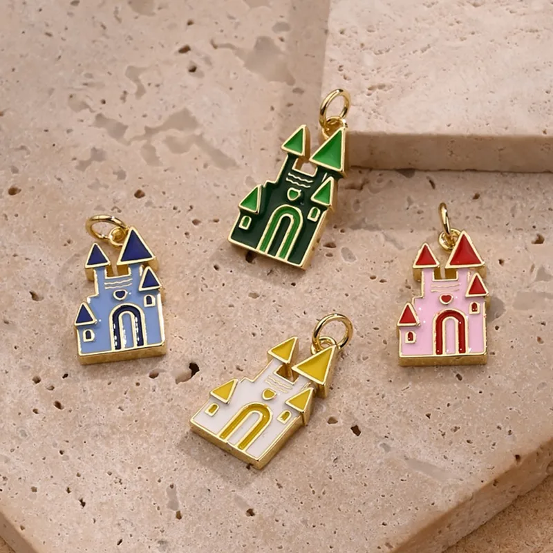 1 Pc/paquete Cobre Chapados En Oro De 18K Pulido Casa Colgante