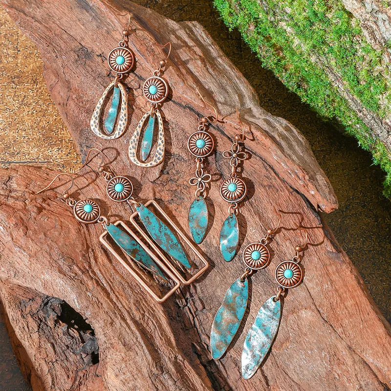 Hot Selling Bohemian Vintage Distressed Earrings Alloy Texture Ethnic Style Earrings Earrings Factory Wholesale