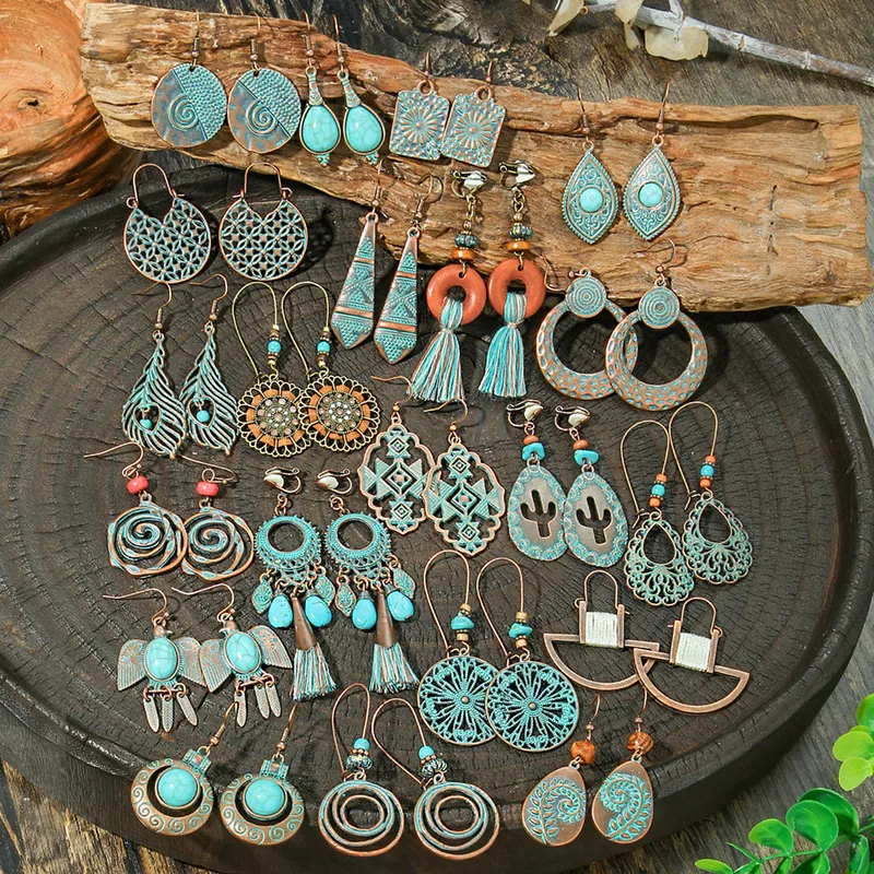 Hot Selling Bohemian Vacation Style Metal Earrings Retro Ethnic Style Handmade Earrings High-Grade Earrings