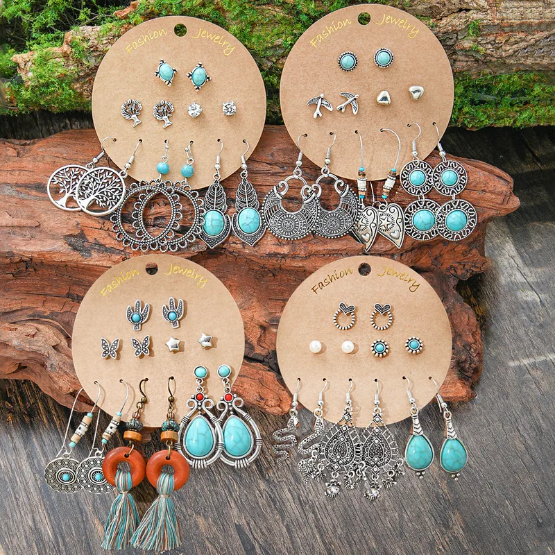 Hot Sale Bohemian Stylish Good Texture Metal Eardrop Earrings Wholesale Ethnic Vacation Style All-Match Earrings