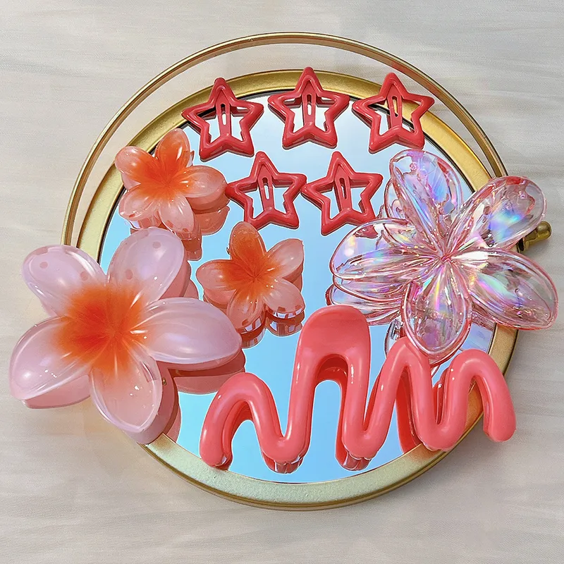 Southeast Asia Explosions High Sense Net Red Hair Clip Flower 10-piece Set Egg Flower Clip Full Head Shark Clip