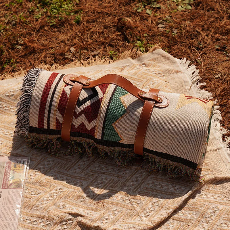 Picnic Mat Moisture-proof Mat Thickened Ins Style Outdoor Floor Mat Camping Picnic Cloth Bohemian Carpet Blanket