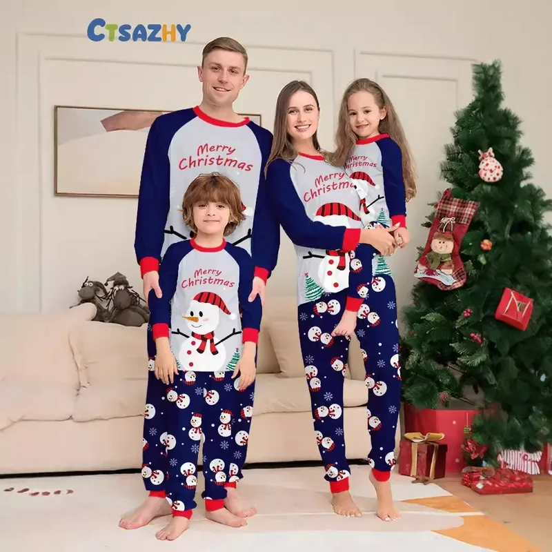 Pajamas En Flanelle De Coton Doux À Motif De Père Noël Et Homme De Neige Pour Enfants Et Adultes Couleurs Variées Vêtements De Maison Pour Toutes Les Saisons
