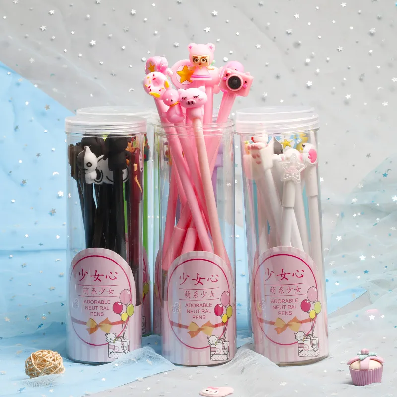 Barrel Creative New Gel Pen Cute Teenage Girl's Romance Doll Cartoon Student Stationery Water-based Sign Pen 10 Pcs